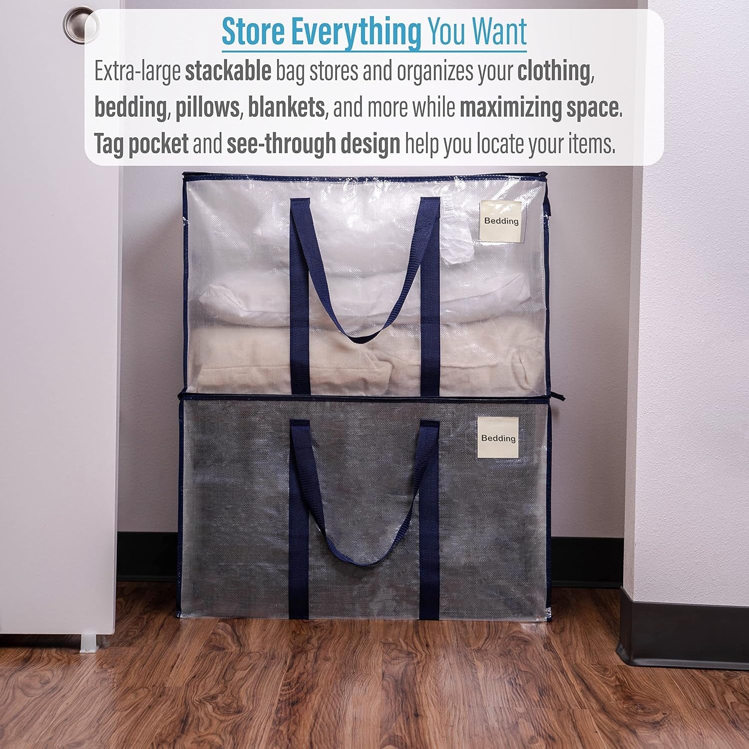 8 Pack Extra Large Moving Storage Bags with Zips, Heavy-Duty Organizer Tote, Moving Box Alternative, Packing Supply, Clothes Storage Bin