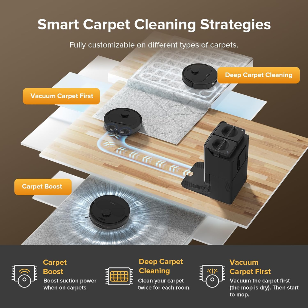 Robot Vacuum Cleaner with Mop, 10,000Pa Suction, Upgraded from Qrevo S, Dual Anti-Tangle Brushes, Smart Obstacle Avoidance