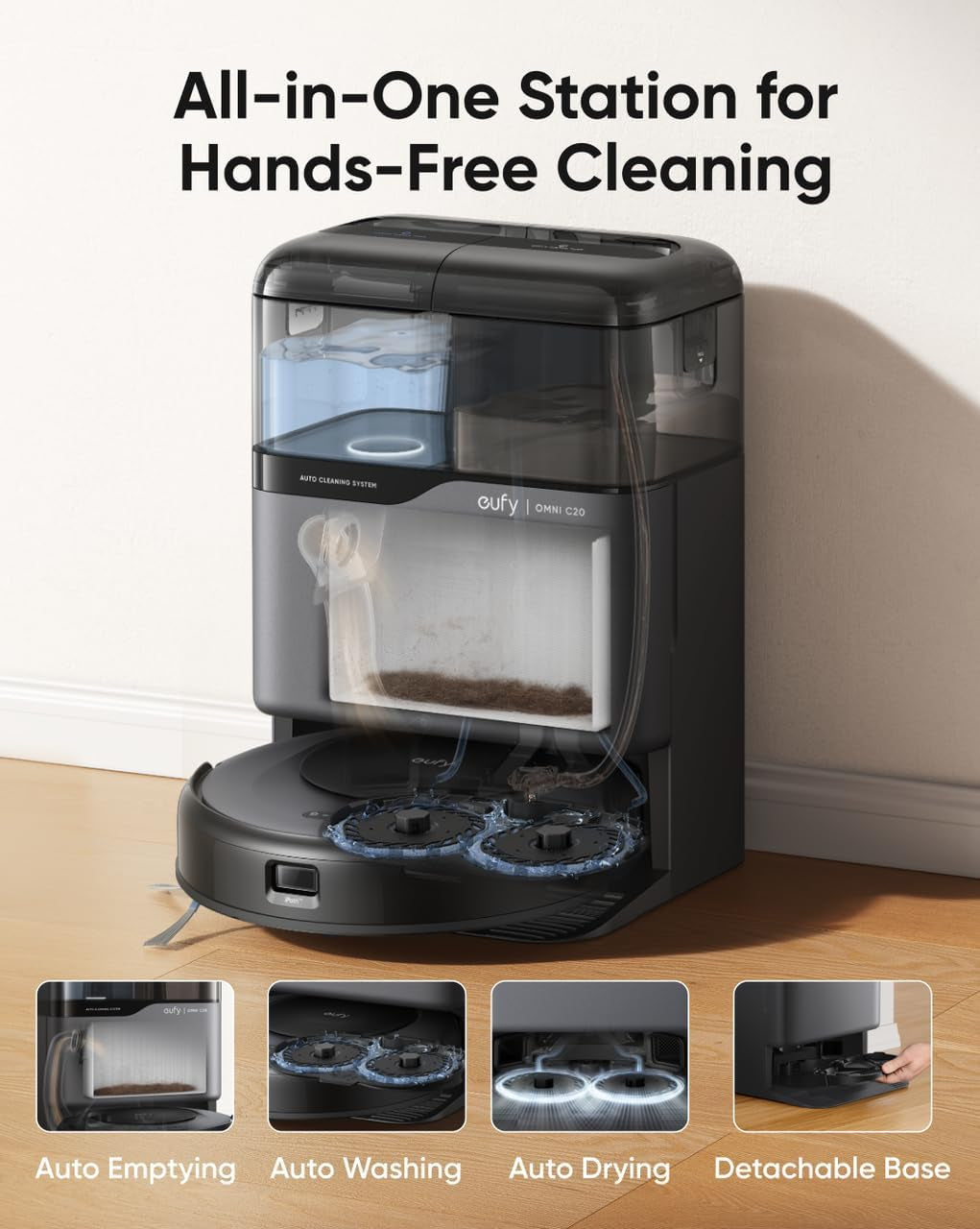 C20, Robot Vacuum Cleaner with Mop, All-In-One Station,7,000 Pa Powerful Suction, Ultra-Slim, Auto Emptying