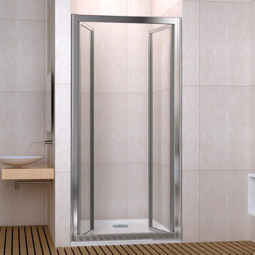 Aica Bi fold Pivot Shower Door Enclosure and Tray Walk in Glass Screen Cubicle
