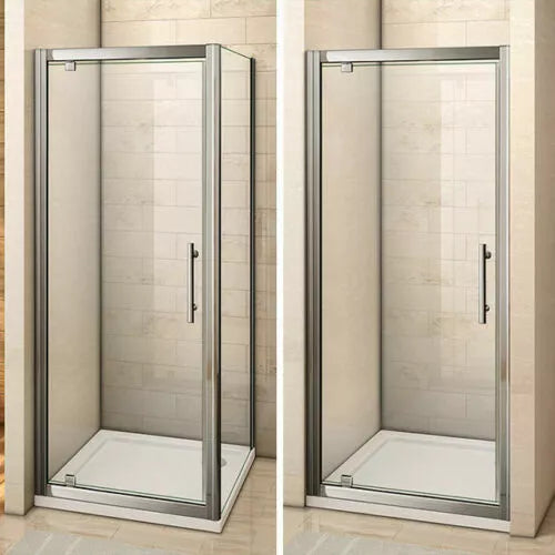 Aica Bi fold Pivot Shower Door Enclosure and Tray Walk in Glass Screen Cubicle