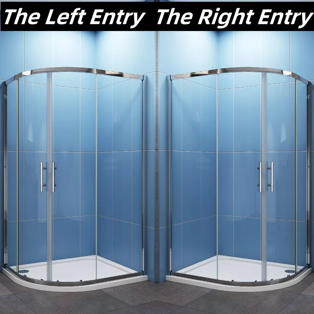 Quadrant Shower Enclosure Walk In Corner Cubicle 6mm Glass Screen Door and Tray