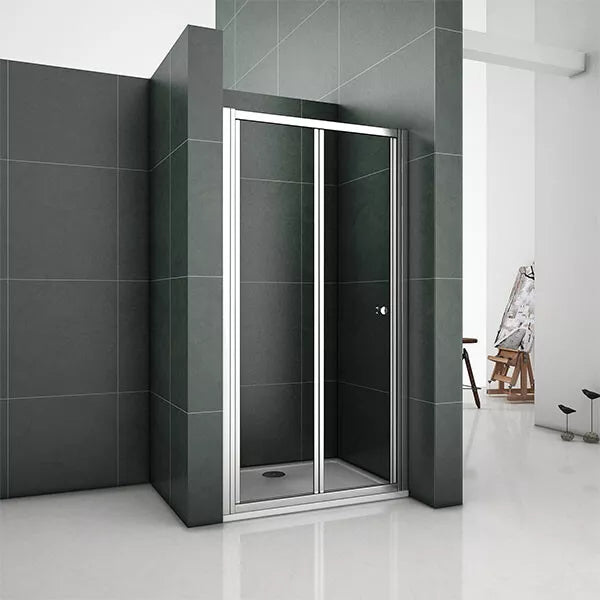 Aica Bi fold Pivot Shower Door Enclosure and Tray Walk in Glass Screen Cubicle