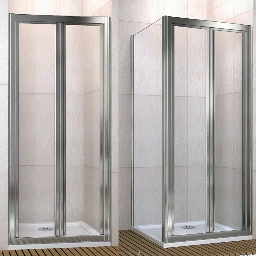 Aica Bi fold Pivot Shower Door Enclosure and Tray Walk in Glass Screen Cubicle