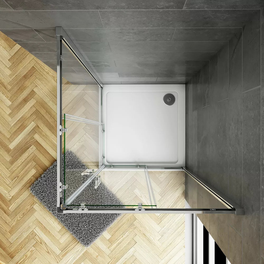 Corner Entry Shower Enclosure Walk in Cubicle Sliding Glass Door and Shower Tray