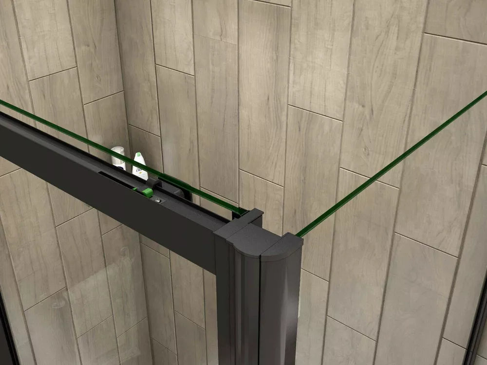 Black Frame Sliding Shower Enclosure Door Cubicle SidePanel NANO Glas and Tray
