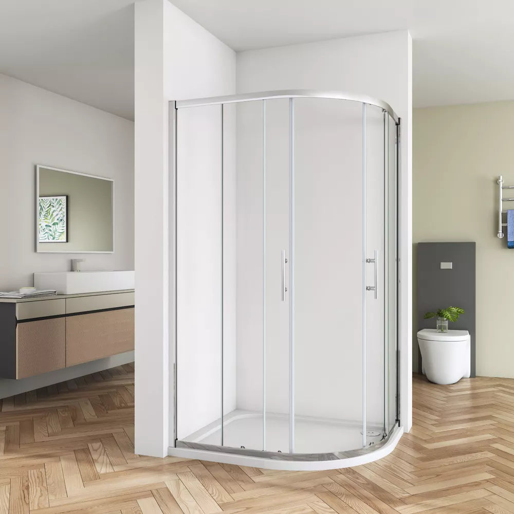 Quadrant Shower Enclosure  Walk In Corner Cubicle Glass Screen Door and Tray