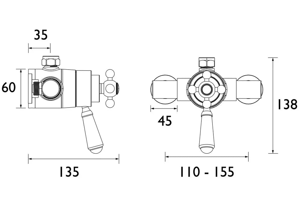 Bristan Thermostatic Mini Mixer Shower Valve RP Mira 133 140mm 143mm 150mm 153mm