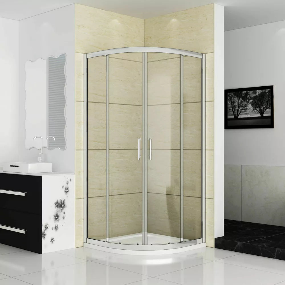 Offset Quadrant Shower Enclosure Corner Cubicle Door and Tray-800/900/1000/1200