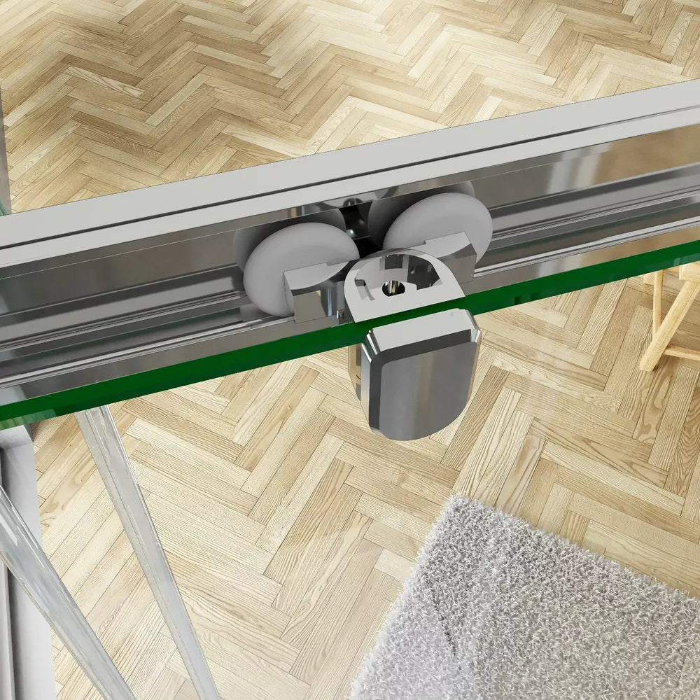 Corner Entry Shower Enclosure Walk in Cubicle Sliding Glass Door and Shower Tray