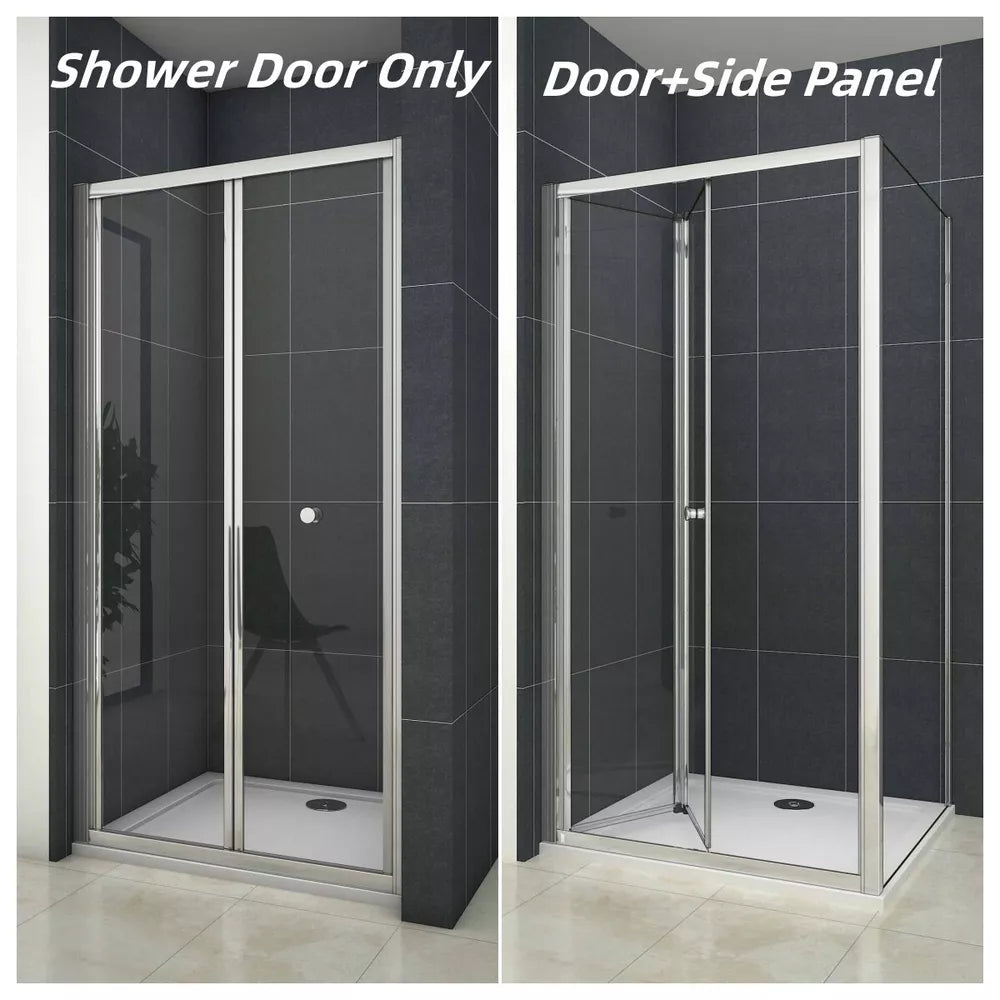 Pivot Bifold  Shower Enclosure Door Glass Screen Walk In Cubicle Panel & Tray