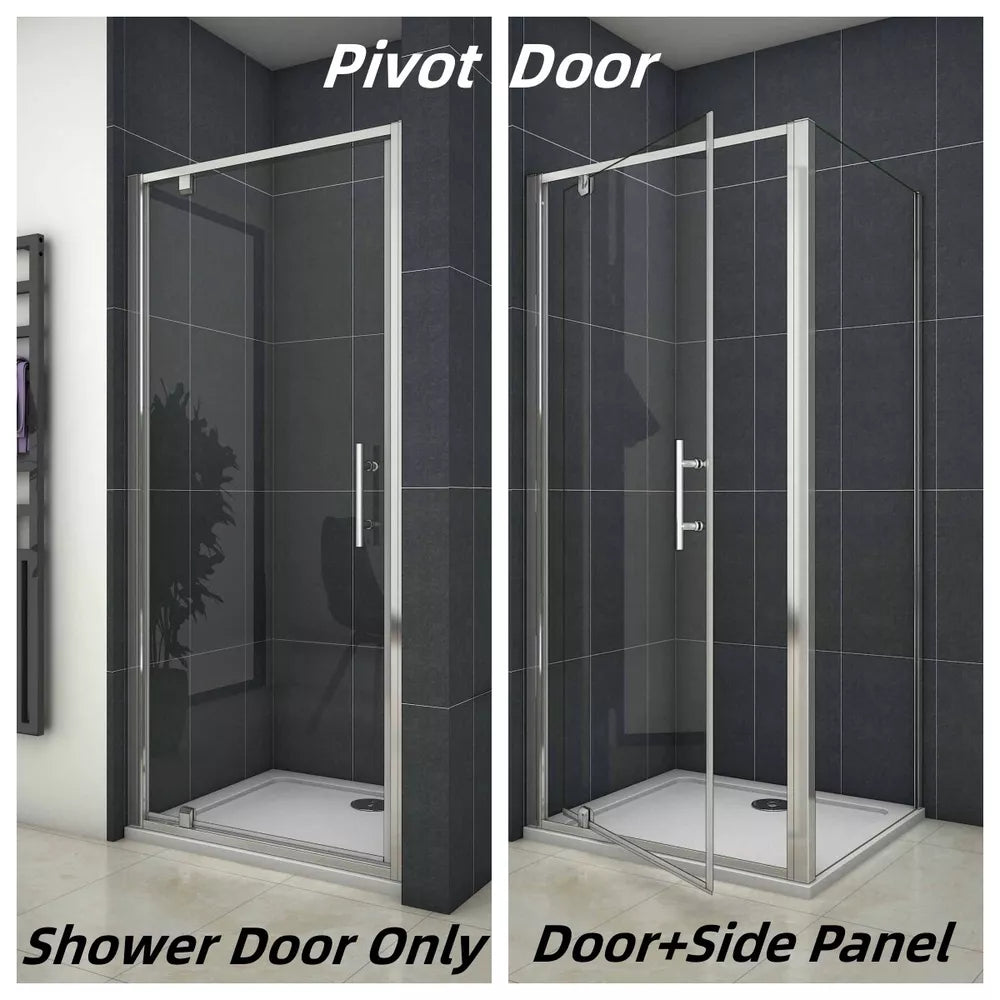 Bi fold Pivot Shower Enclosure Door Glass Screen Walk In Cubicle Panel & Tray