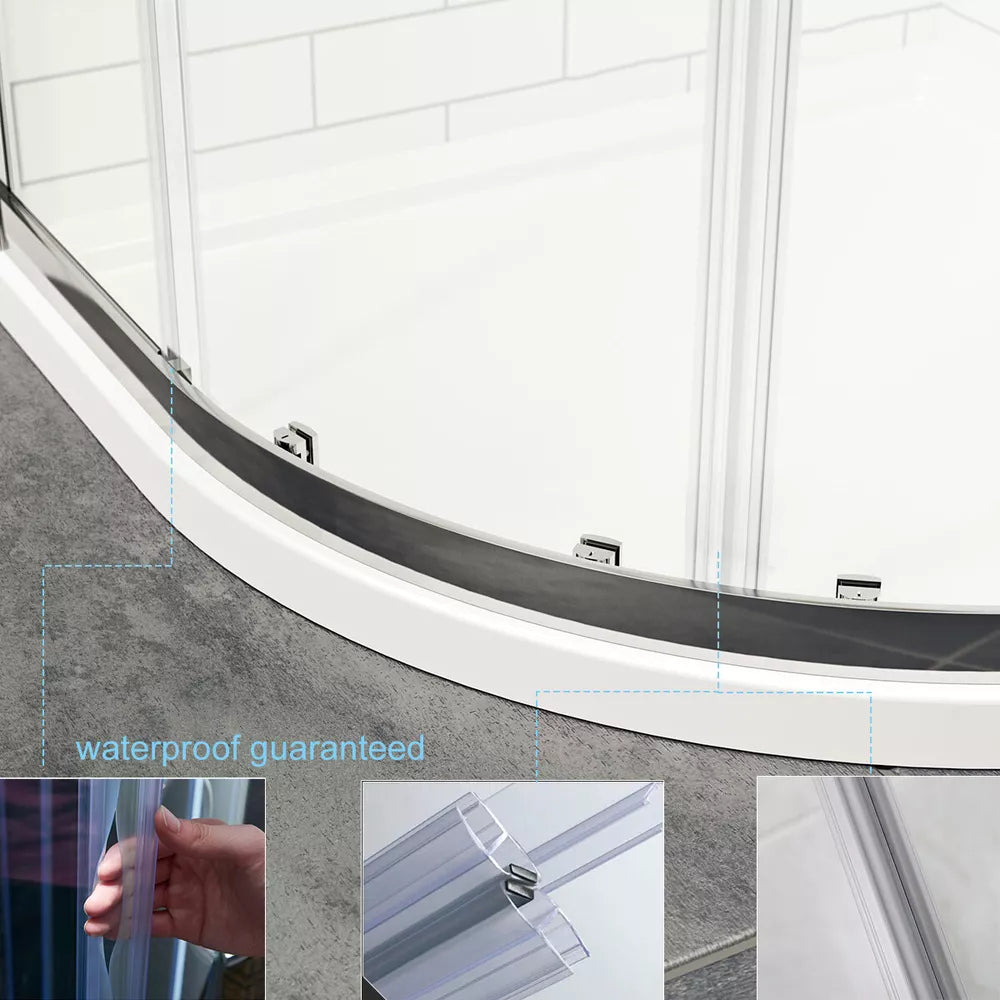 Offset Quadrant Shower Enclosure Corner Cubicle Door and Tray-800/900/1000/1200