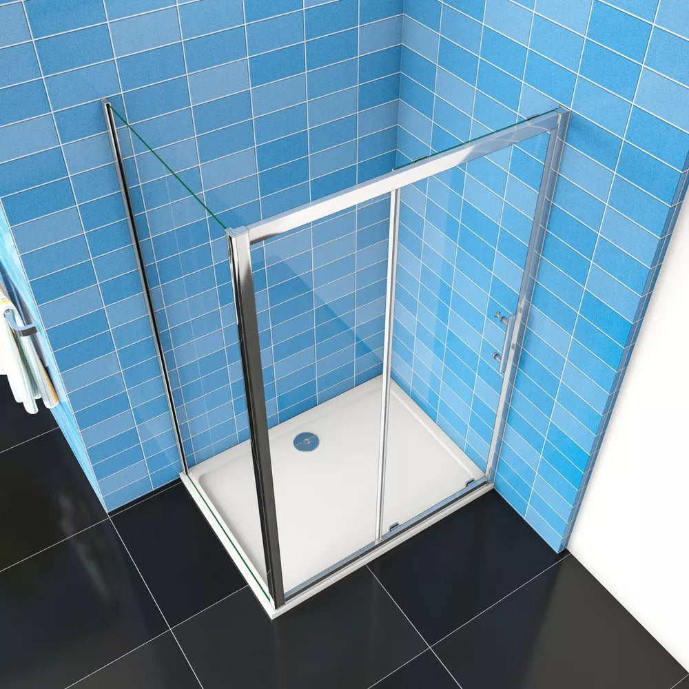 Shower Enclosure Walk In Sliding Door Cubicle Side Panel and Tray 8mm NANO Glass