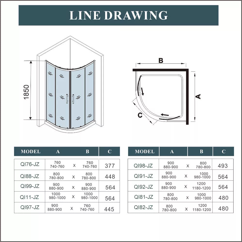 Quadrant Shower Enclosure Walk In Corner Cubicle 6mm Glass Screen Door and Tray