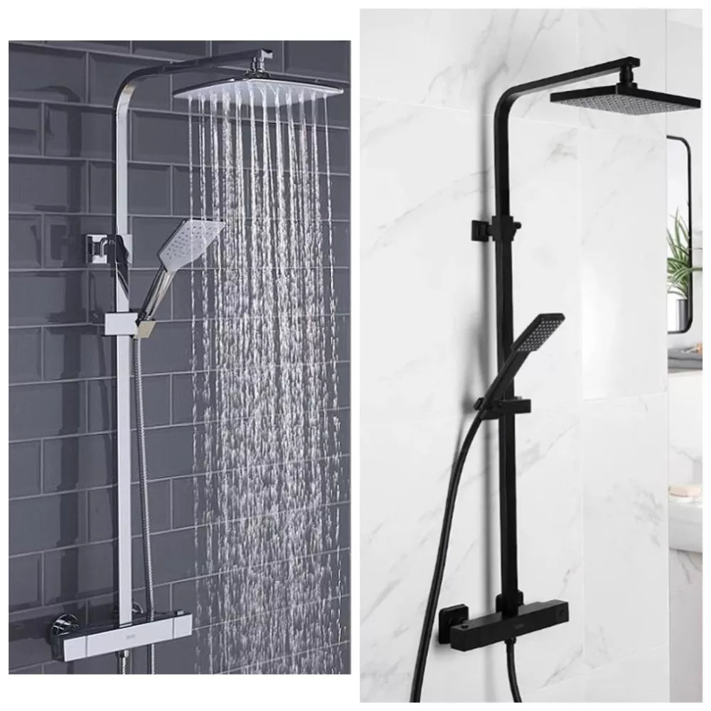 Bristan Craze Bar Mixer Shower with Dual Shower Heads-Black-Chrome