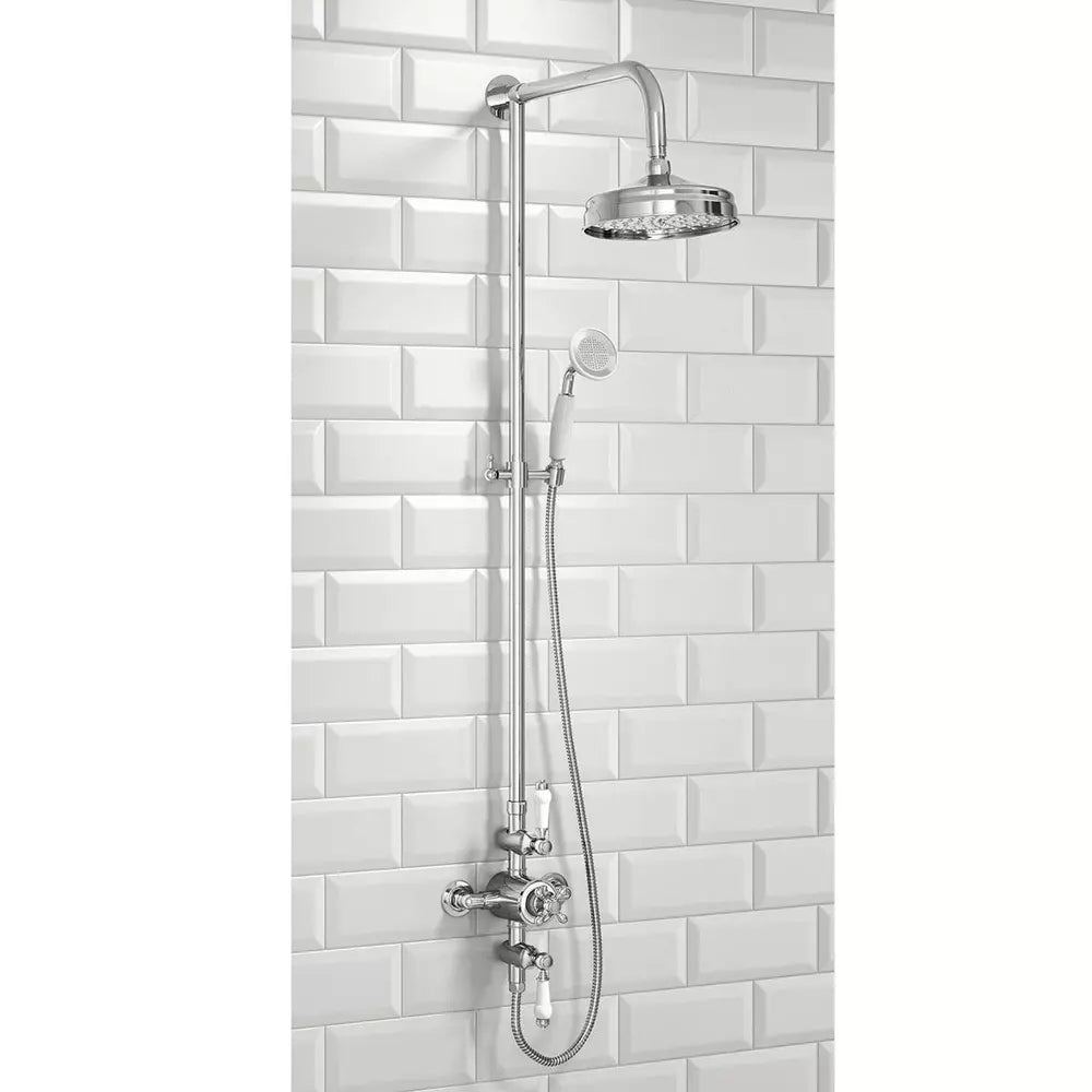Edwardian Traditional Shower Dual Exposed Chrome Thermostatic Shower Mixer Valve