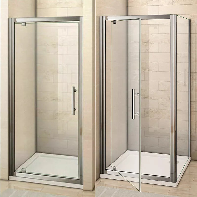 Aica Bi fold Pivot Shower Door Enclosure and Tray Walk in Glass Screen Cubicle
