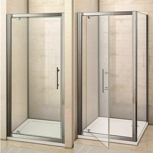 Aica Bi fold Pivot Shower Door Enclosure and Tray Walk in Glass Screen Cubicle