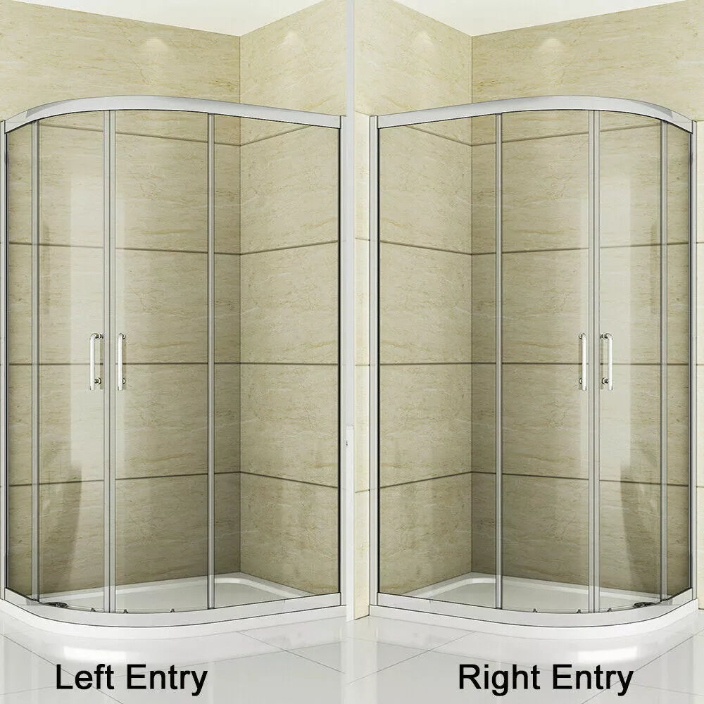 Offset Quadrant Shower Enclosure Corner Cubicle Door and Tray-800/900/1000/1200