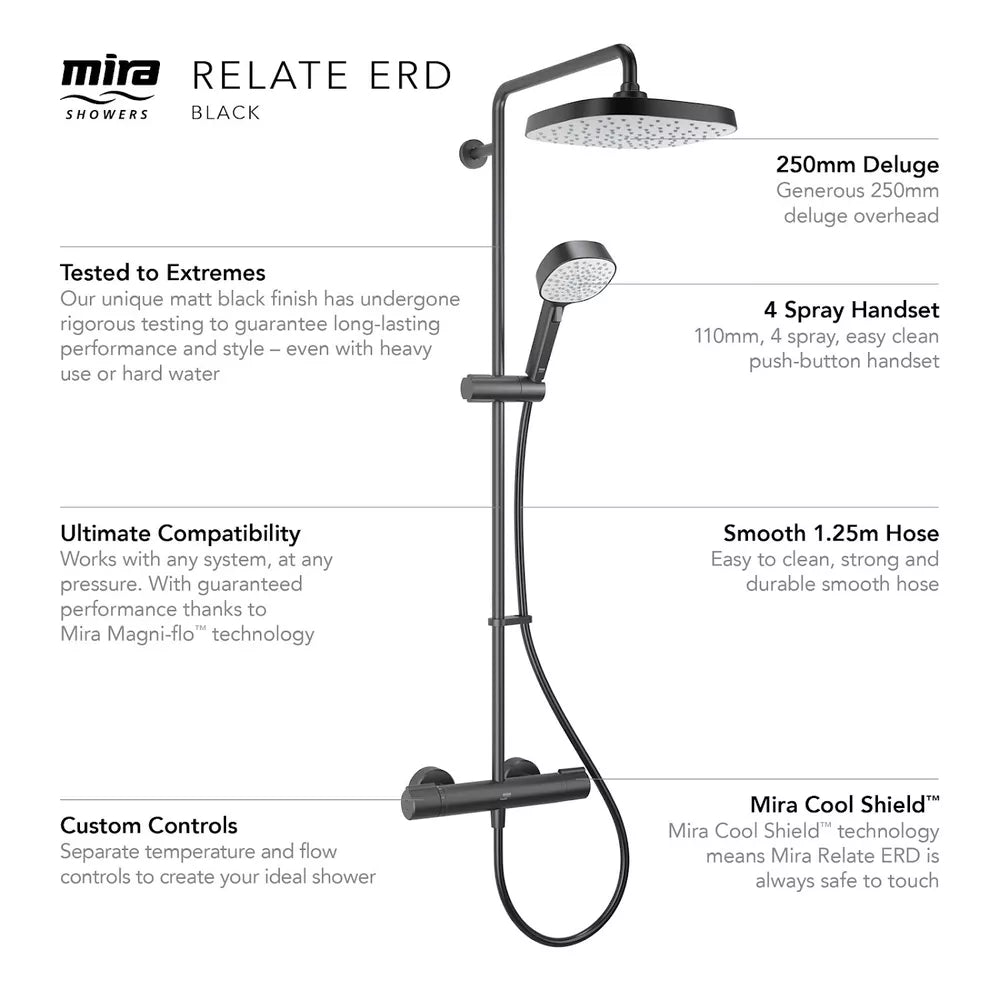 Mira Relate ERD Dual Thermostatic Bar Mixer Shower with Adjustable & Fixed Head