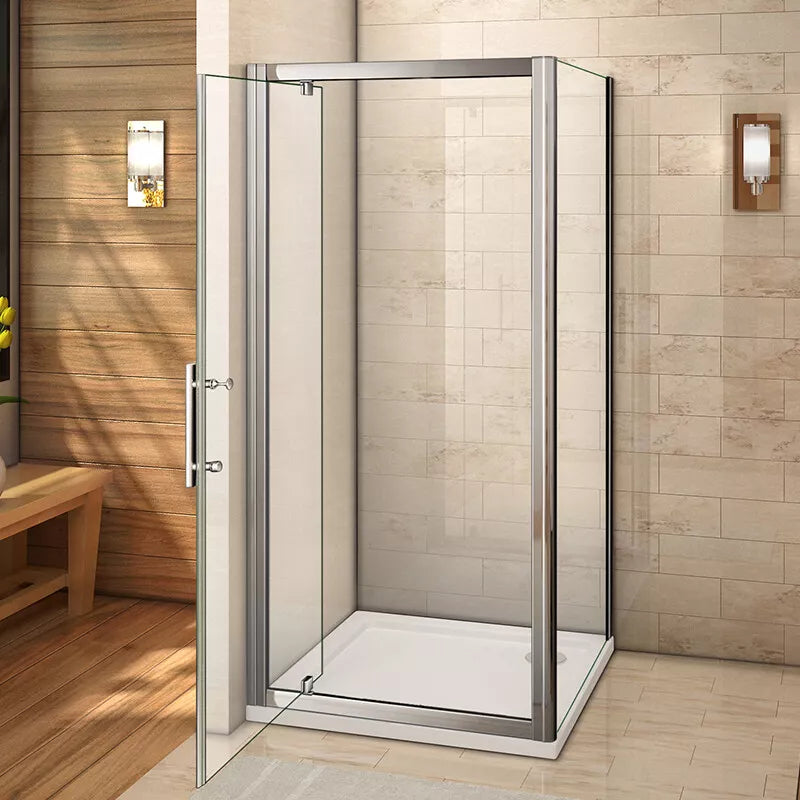 Aica Bi fold Pivot Shower Door Enclosure and Tray Walk in Glass Screen Cubicle