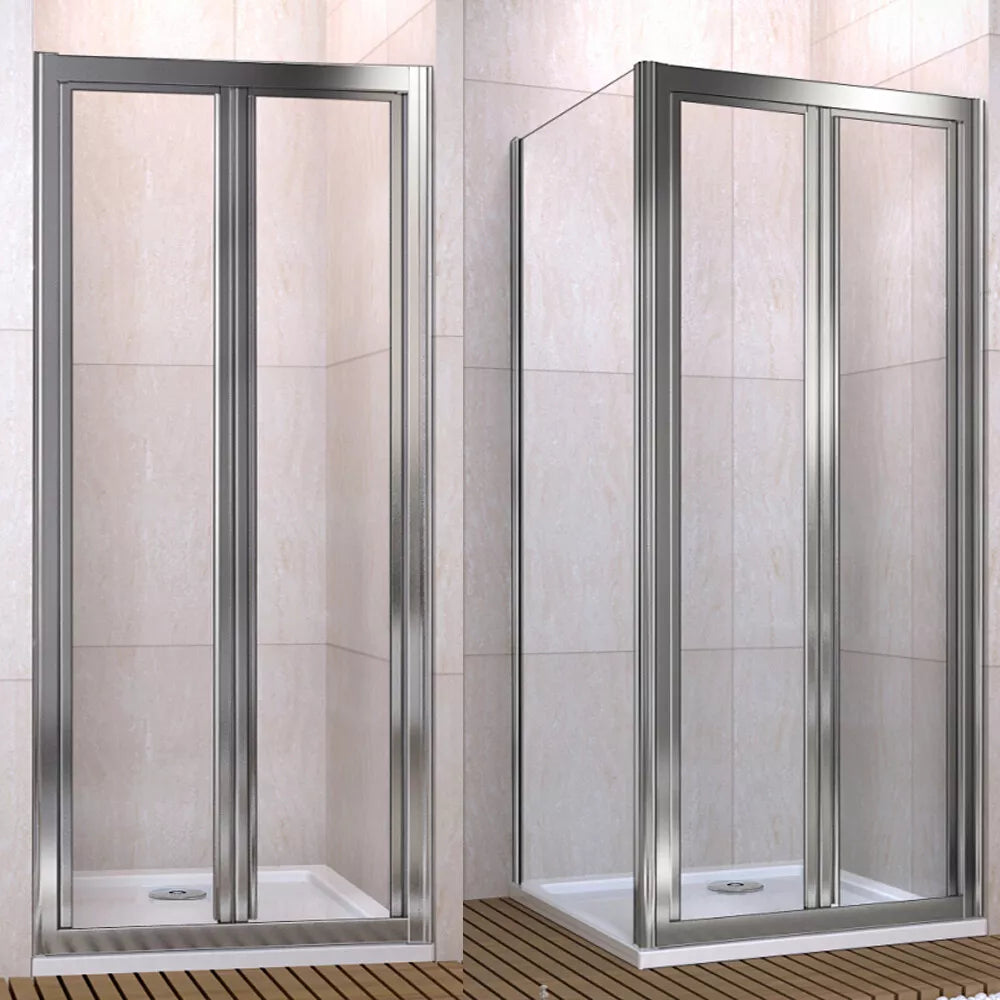 Aica Bi fold Pivot Shower Door Enclosure and Tray Walk in Glass Screen Cubicle