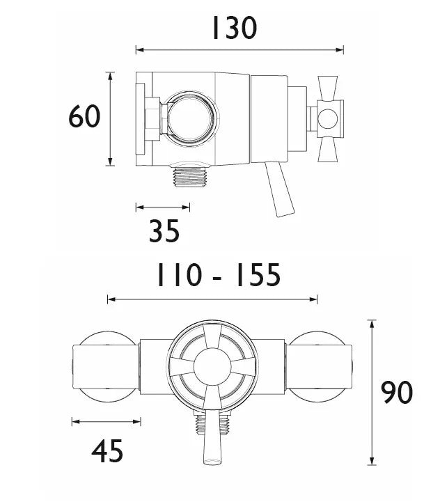 Bristan Thermostatic Mini Mixer Shower Valve RP Mira 133 140mm 143mm 150mm 153mm