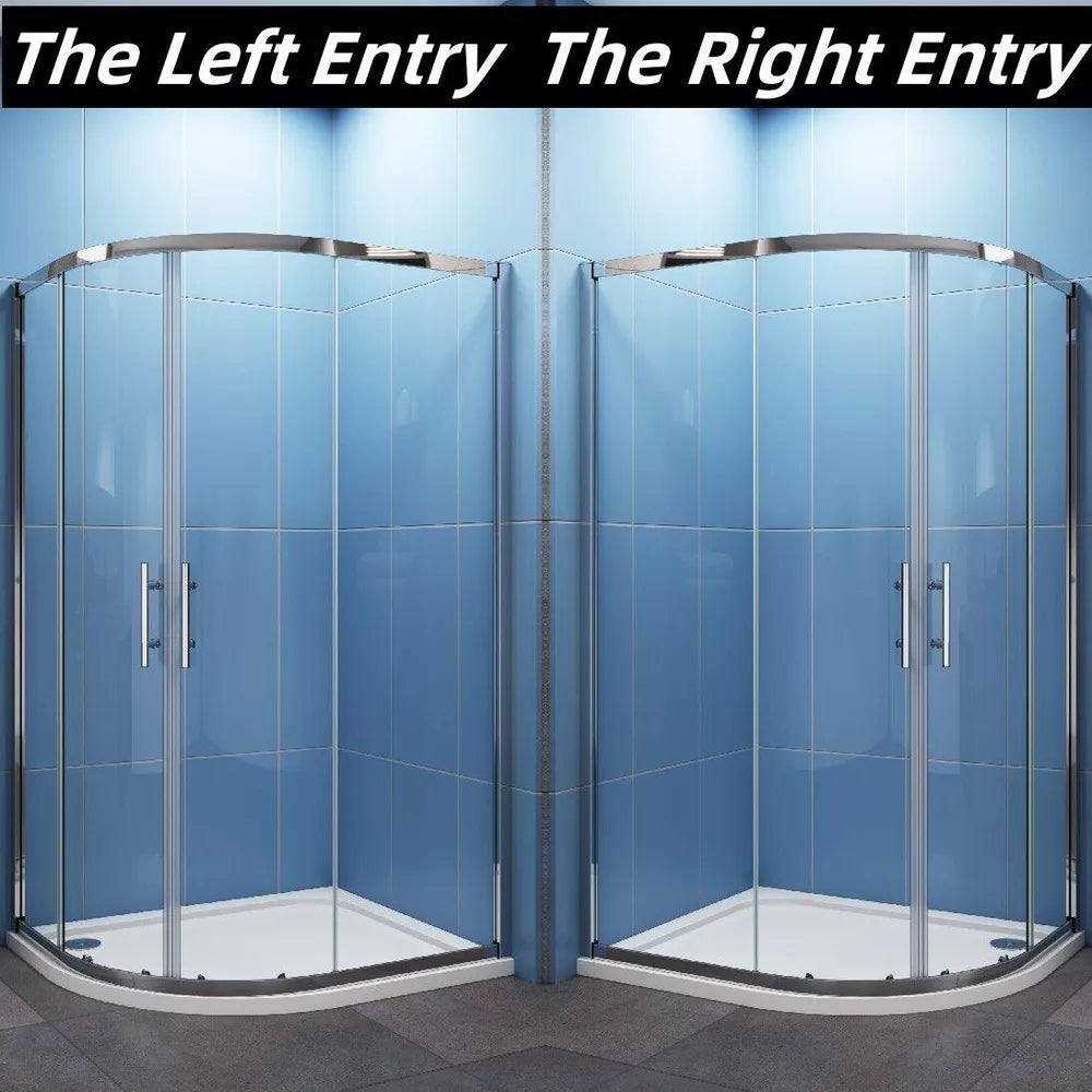 Quadrant Shower Enclosure Walk In Corner Cubicle 6mm Glass Screen Door and Tray