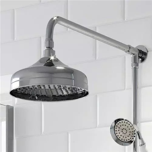 Traditional Thermostatic Shower Mixer Crosshead Valve Retro Round Drench Chrome