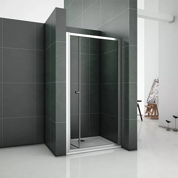 Aica Bi fold Pivot Shower Door Enclosure and Tray Walk in Glass Screen Cubicle