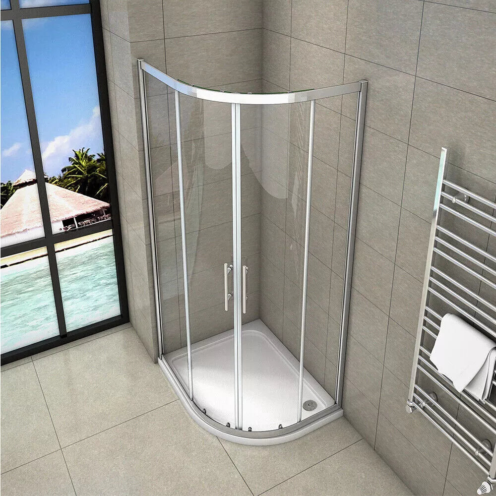 Quadrant Shower Enclosure  Walk In Corner Cubicle Glass Screen Door and Tray