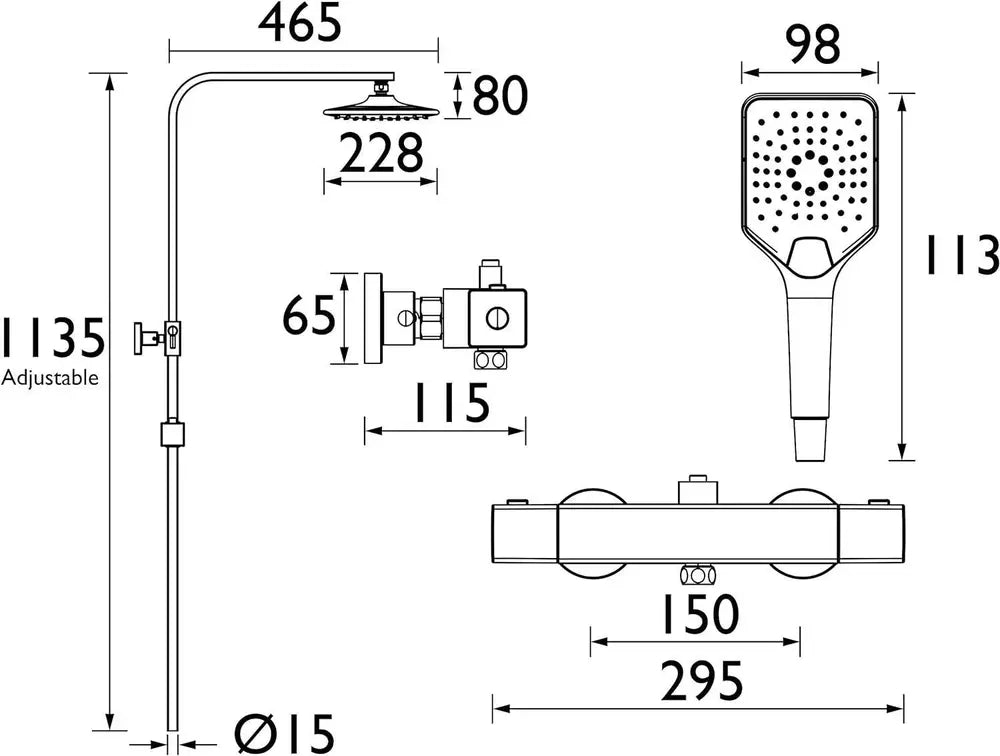 Bristan Craze Bar Mixer Shower with Dual Shower Heads-Black-Chrome