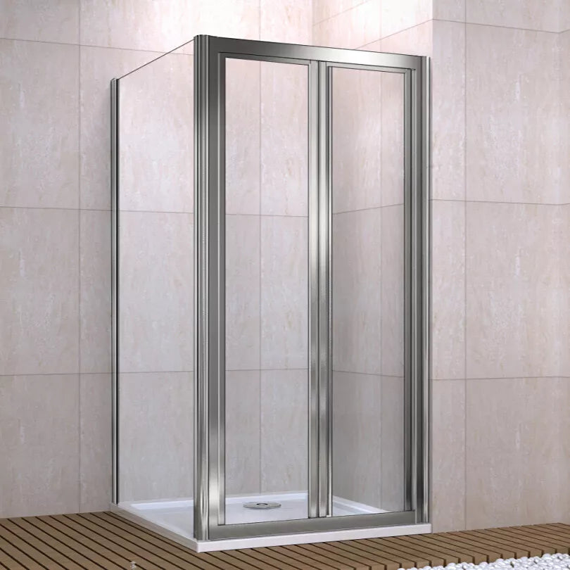 Aica Bi fold Pivot Shower Door Enclosure and Tray Walk in Glass Screen Cubicle