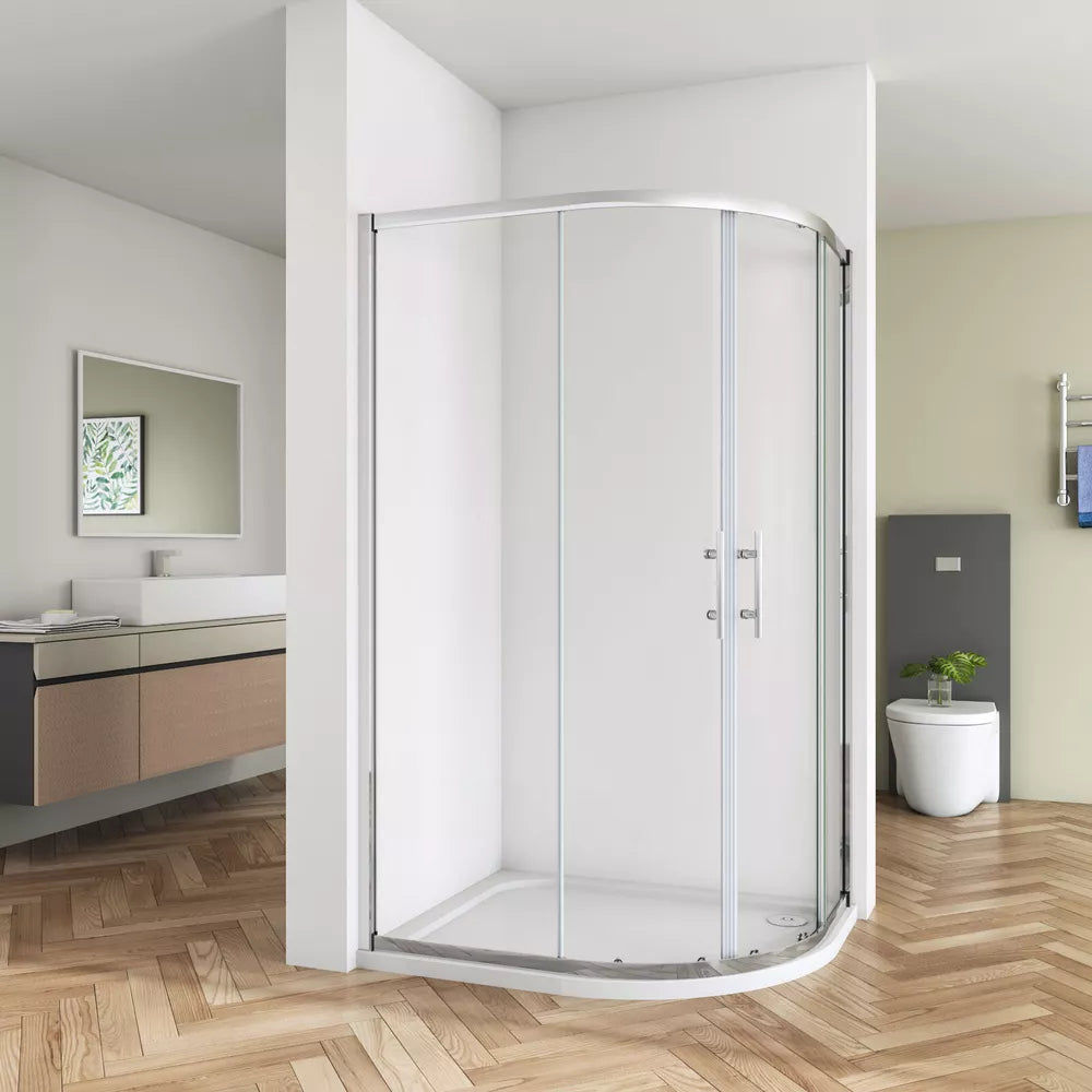 Quadrant Shower Enclosure  Walk In Corner Cubicle Glass Screen Door and Tray