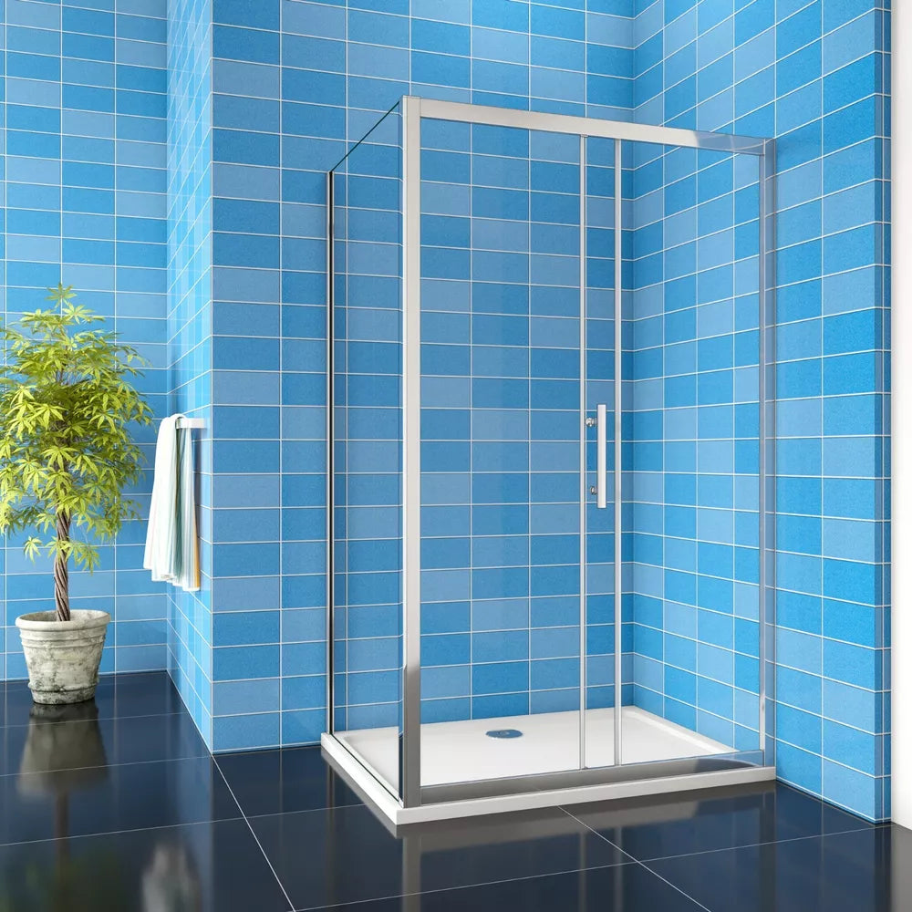 Shower Enclosure Walk In Sliding Door Cubicle Side Panel and Tray 8mm NANO Glass