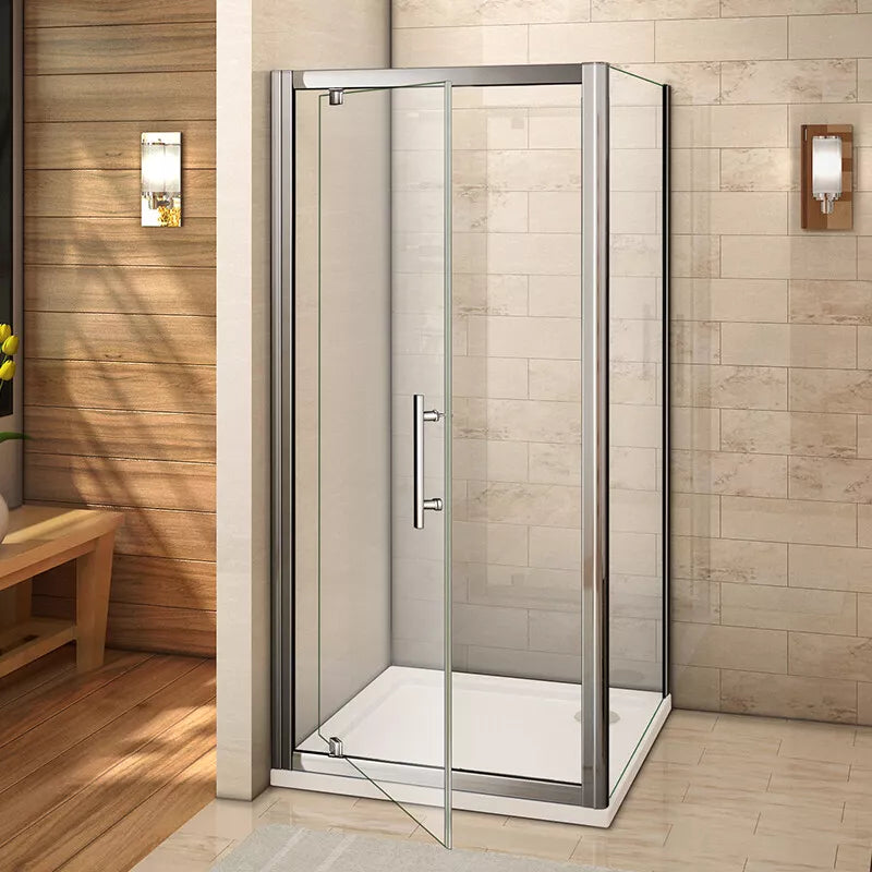 Aica Bi fold Pivot Shower Door Enclosure and Tray Walk in Glass Screen Cubicle