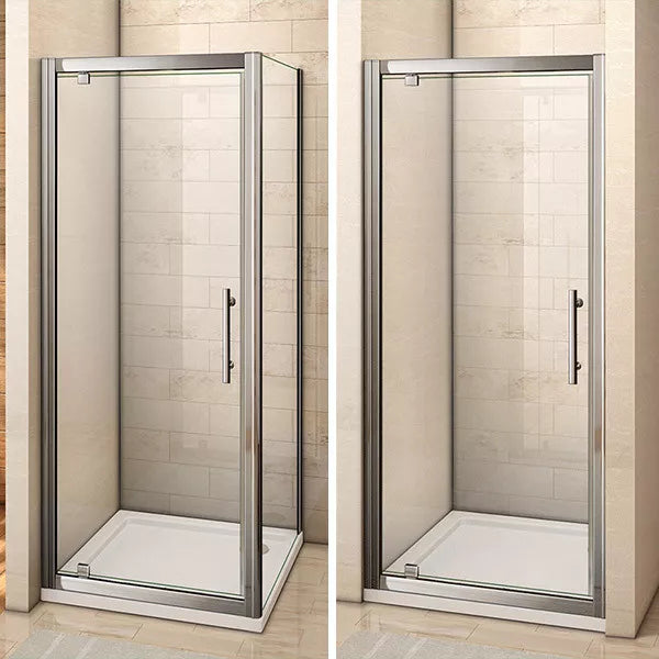 Aica Bi fold Pivot Shower Door Enclosure and Tray Walk in Glass Screen Cubicle