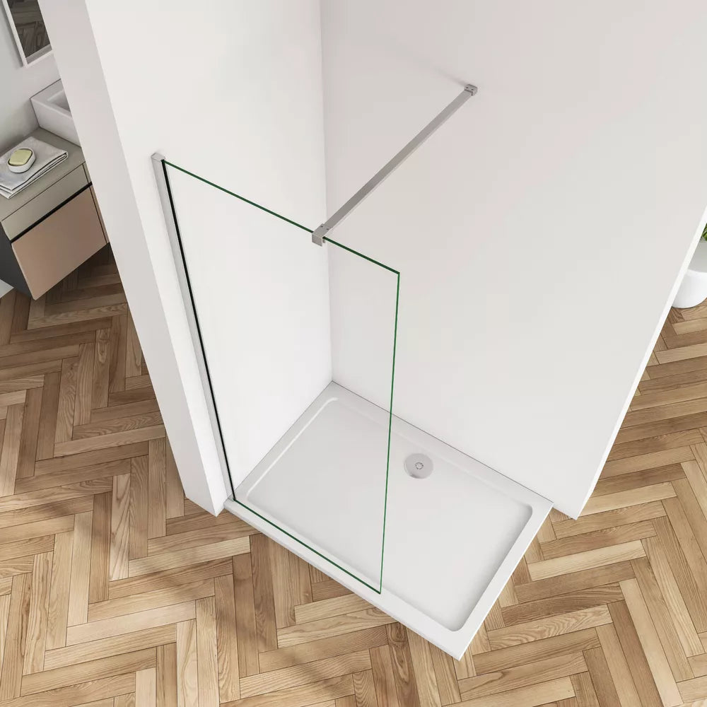 Wet Room Shower Screen With Flipper Walk In Enclosure NANO Easy Clean 8mm Glass