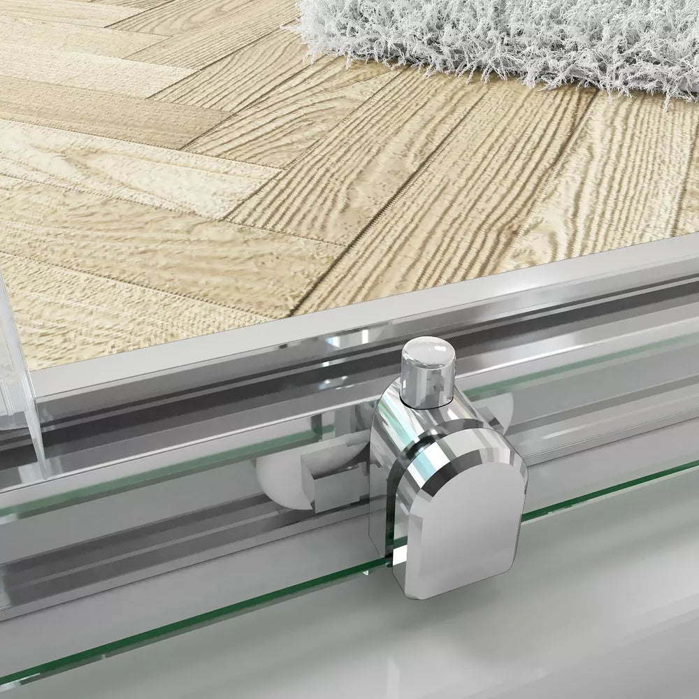 Corner Entry Shower Enclosure Walk in Cubicle Sliding Glass Door and Shower Tray