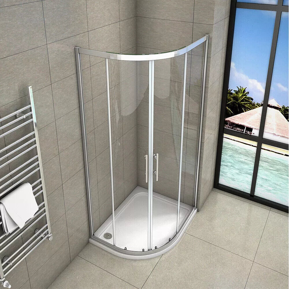 Quadrant Shower Enclosure  Walk In Corner Cubicle Glass Screen Door and Tray