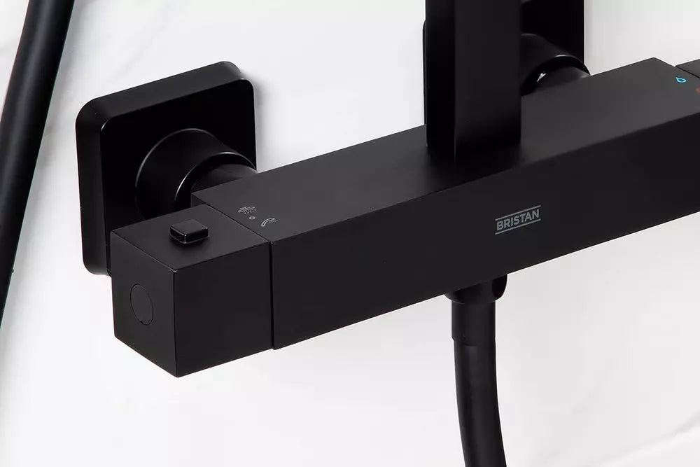 Bristan Craze Bar Mixer Shower with Dual Shower Heads-Black-Chrome